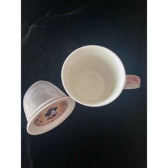 Retro Kitsch Puppy Top Hat Ascot Monocle Porcelain Tea Cup Strainer Lid‎ by Efya - Picture 12 of 12